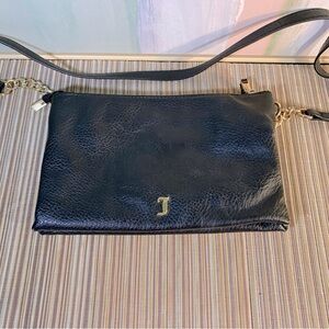 Y2K Juicy Couture Black Vegan Leather Crossbody Bag with Gold Chain Strap